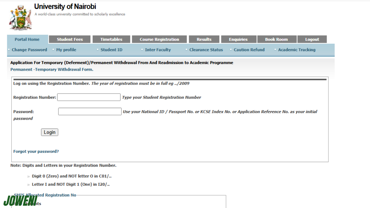 UoN SMIS Portal