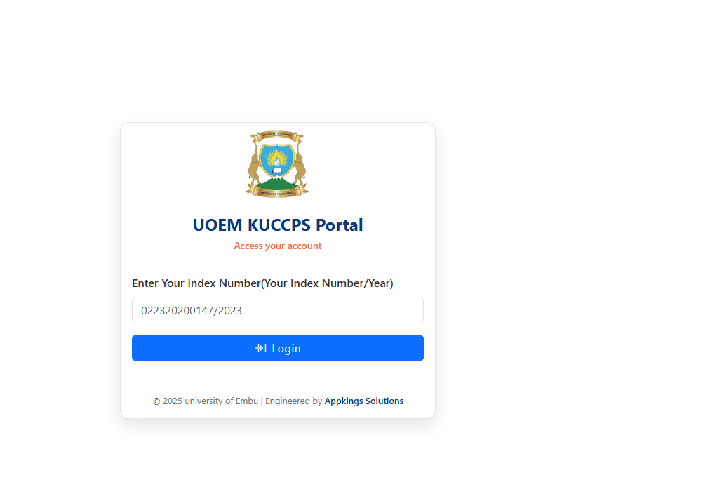 UOEM KUCCPS Portal