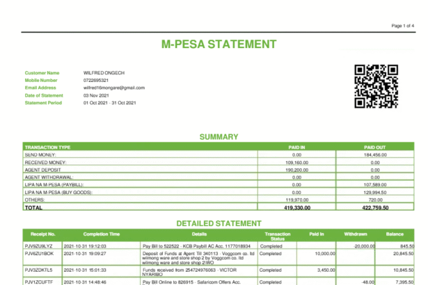 Mpesa statement
