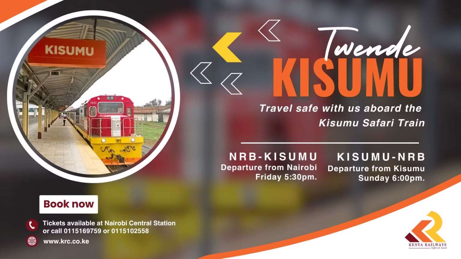 Nairobi-Kisumu Safari train Booking 2025 ,Fares & timetable